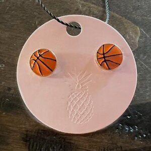 Prep Obsessed - Basketball Enamel Stud Earrings